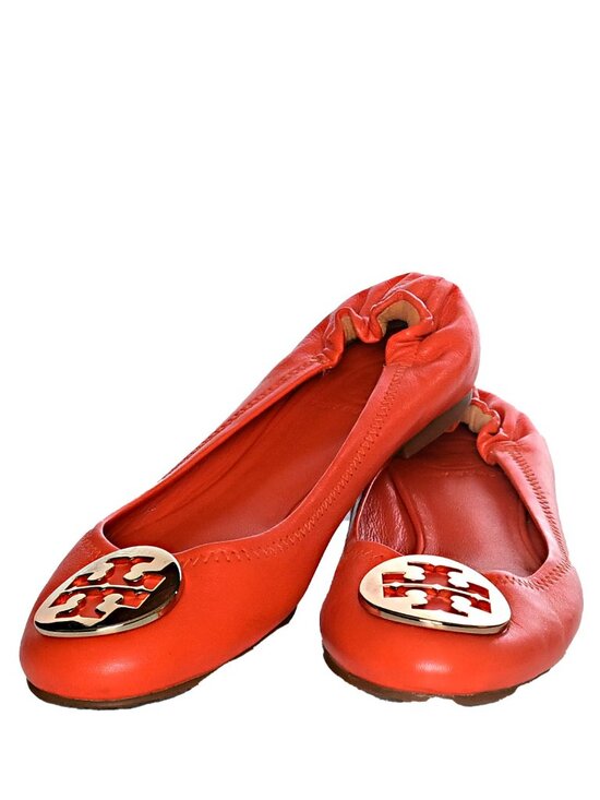 Tory Burch Shoes - TORY BURCH Vibrant Orange Leather Minnie Ballet Flats Size 7 -Same Day Shipping*